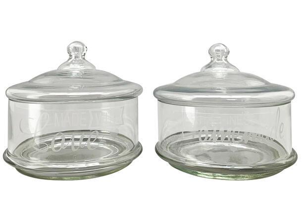Krukke m/lokk klart glass 18,5x16cm 2ass Forpakning: 6 stk 