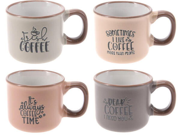 Krus keramikk espressotekst Ass sitater Forpakning:12stk 90ml 110g D:6cm H:5,3cm 