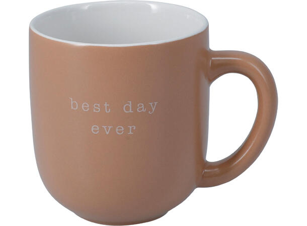 Krus keramikk m/tekst 300ml 8x9cm 3ass Coffee first 