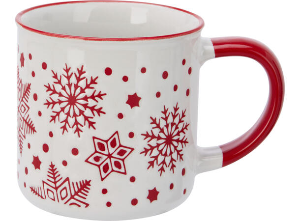 Krus rød/grønn/hvit keramikk h:8cm 250ml Display 12stk Vekt 245gram 