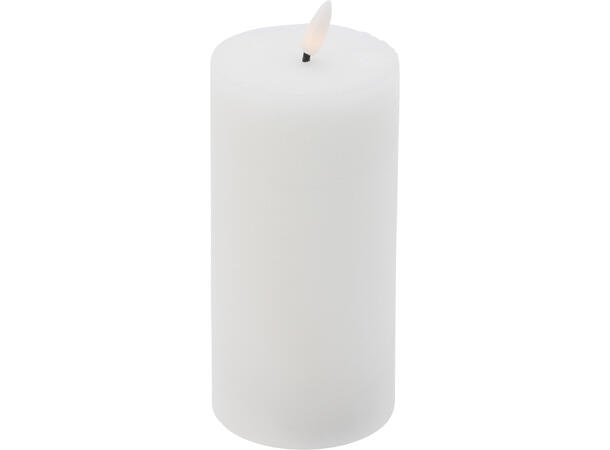 Kubbelys LED hvit rustikk voks 7,5x15cm Batteri: 2xAA Timer: 6/18t Display 12stk 