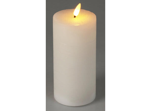 Kubbelys LED hvit rustikk voks 7,5x15cm Batteri: 2xAA Timer: 6/18t Display 12stk 