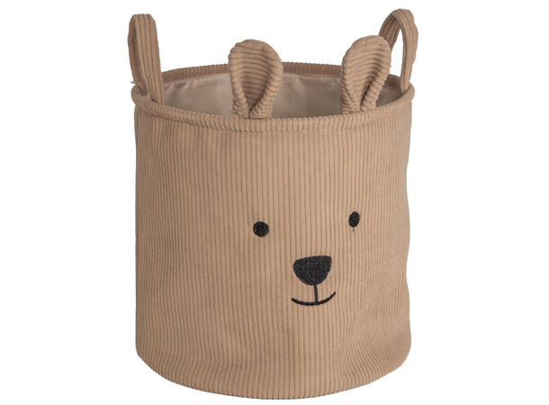 Kurv beige cord m/dyremotiv 30x30cm 