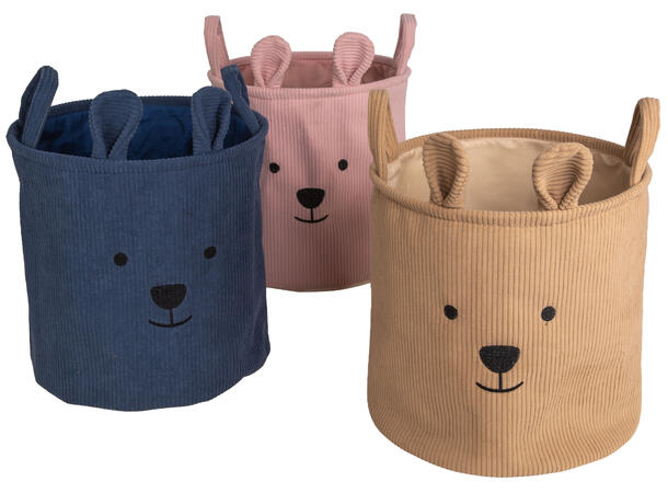 Kurv beige cord m/dyremotiv 30x30cm 