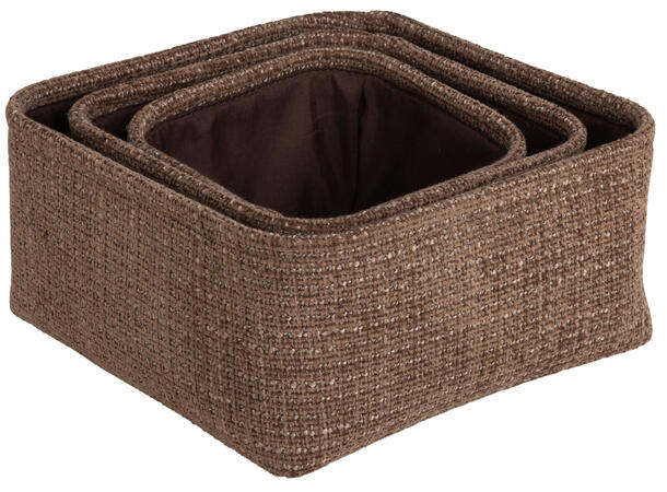 Kurv brun soft cord 35x25x16cm s/3 16x16x10cm 20x20x11 25x25x12cm 