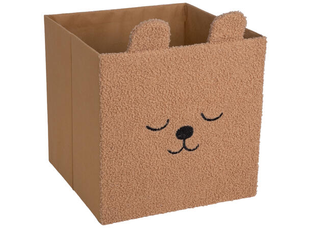 Kurv lys brun m/dyreansikt 30x30cm Sammenleggbar 