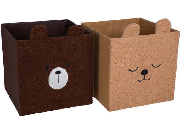 Kurv lys brun m/dyreansikt 30x30cm Sammenleggbar 