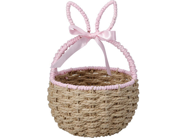 Kurv påske kaninører 19x27cm 4ass Papirtau og polyester 