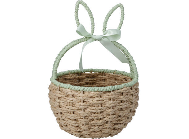Kurv påske kaninører 19x27cm 4ass Papirtau og polyester 