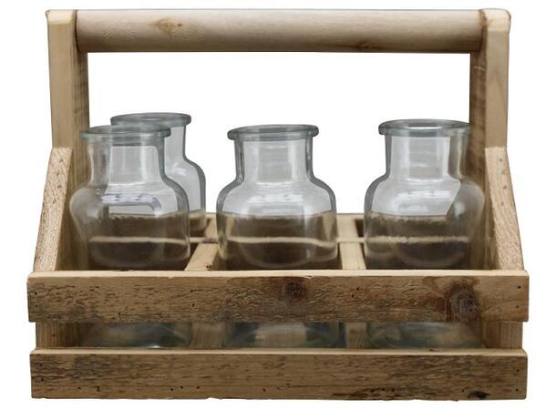 Kurv tre m/flasker 24,5x16,5x20,5cm Forpk 6stk 