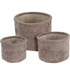 Kurvsett rund lys brun polyester s/3 Sett: 16 x 12 cm,19 x 14 ,22 x 17