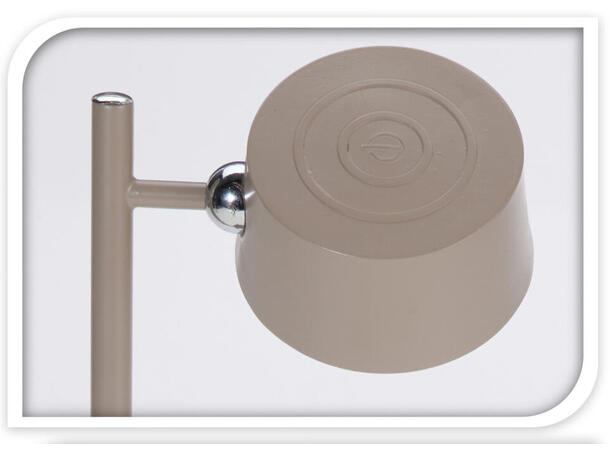 Lampe LED sand metall 35,5cm Oppladbar. USB-C. 3 lysnivå 