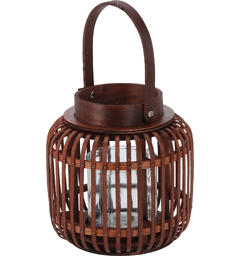 Lykt brun bambus m/glass 20x20cm Glasskopp 10x10cm
