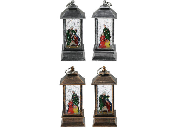 Lykt m/LED Krybbe 5x5x13cm brun 4ass Batteri: LR44 Inkl. Display: 16 stk 