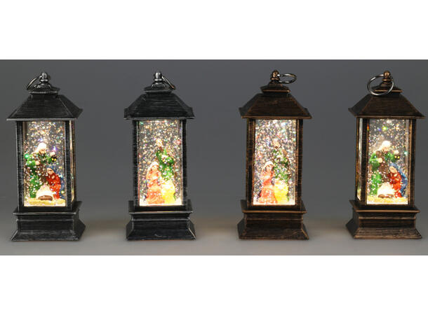 Lykt m/LED Krybbe 5x5x13cm brun 4ass Batteri: LR44 Inkl. Display: 16 stk 
