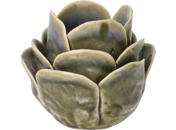 Lysestake blomst keramikk 9x7cm 4ass Forpk 8stk brun beige grønn lys brun 