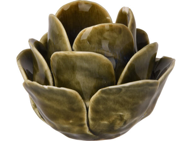 Lysestake blomst keramikk 9x7cm 4ass Forpk 8stk brun beige grønn lys brun 