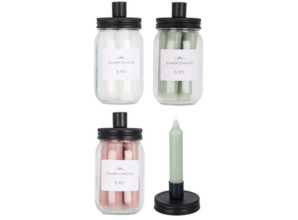 Lysestake glass m/kubbelys 10cm 3ass Grønn Rosa Hvit 