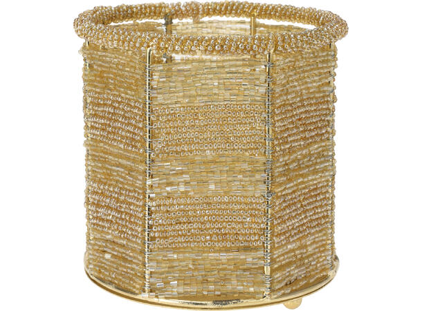 Lysestake gull m/glassperler dia:11cm Forpk 4stk 