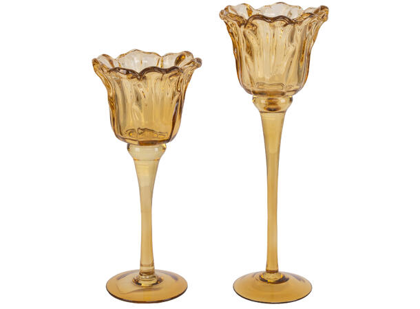 Lysestake m/stett amberbrun 10x23cm Til telys 