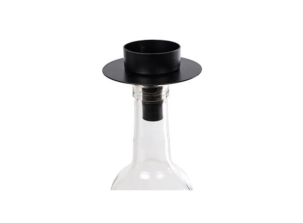 Lysestake telys matt sort metall 7,5x6cm Til flaske 
