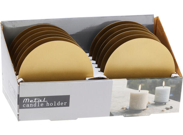 Lysfat metall gull d:12cm Display 12stk 