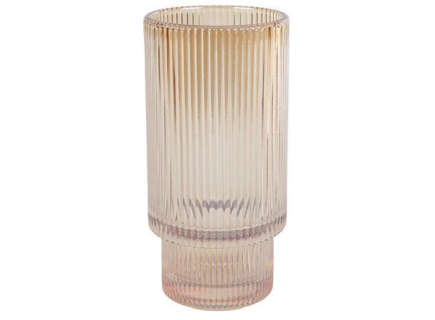 Lysglass stripet amber glass 7x14cm Forpakning: 16stk 