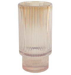 Lysglass stripet amber glass 7x14cm Forpk 16stk