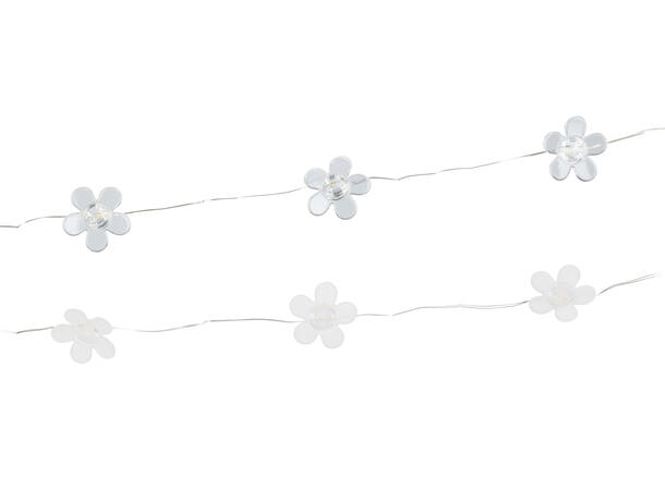 Lyslenke 20 LED papir-blomst 2,5m 2ass Batteri 2xAA ikke inkl Timer 6/18t 