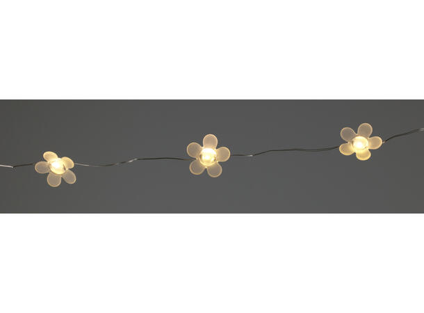 Lyslenke 20 LED papir-blomst 2,5m 2ass Batteri 2xAA ikke inkl Timer 6/18t 