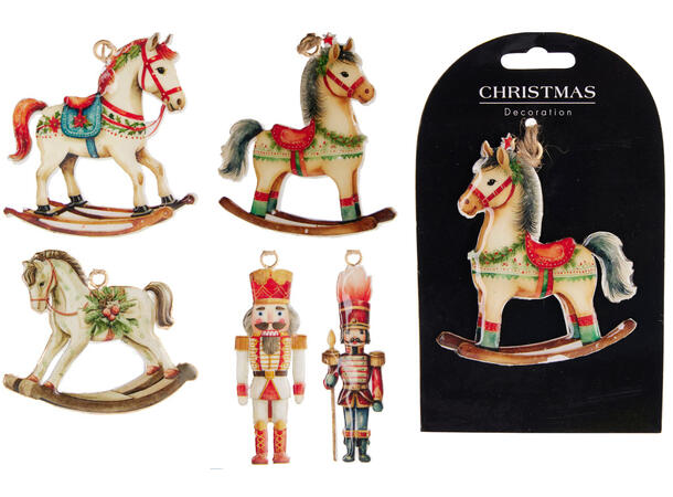 Metalldekor Hest Tinnsoldat 8cm 4ass Display 48stk Roterende karusellstativ 