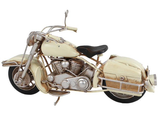 Motorsykkel krem/sort metal 28x15cm 2ass 