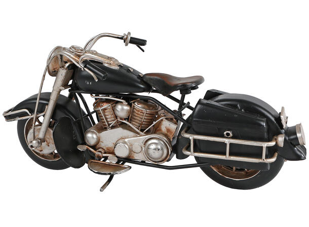 Motorsykkel krem/sort metal 28x15cm 2ass 