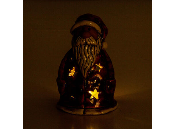 Nisse stående rød keramikk telys h:15cm 