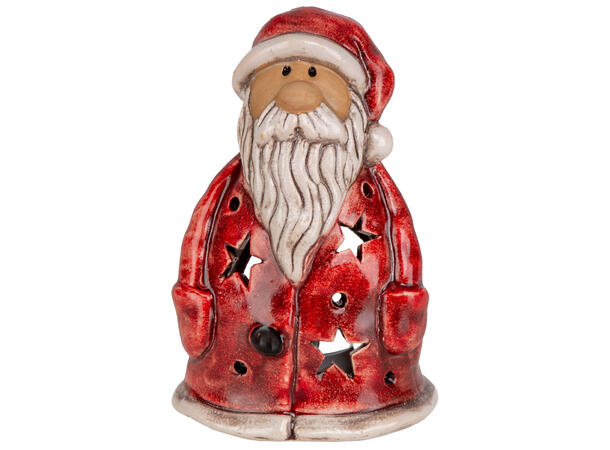 Nisse stående rød keramikk telys h: 15cm 