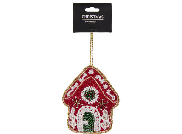 Perlebrodert juleoppheng rød/grønn Display 72stk 