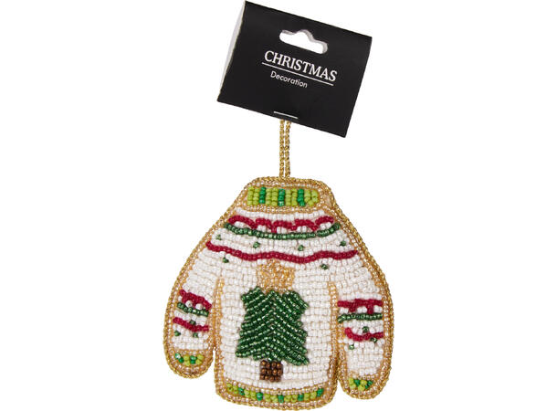 Perlebrodert juleoppheng rød/grønn Display 72stk 