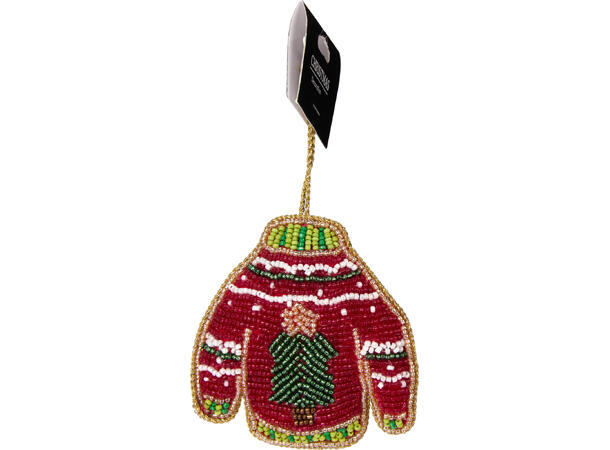 Perlebrodert juleoppheng rød/grønn Display 72stk 