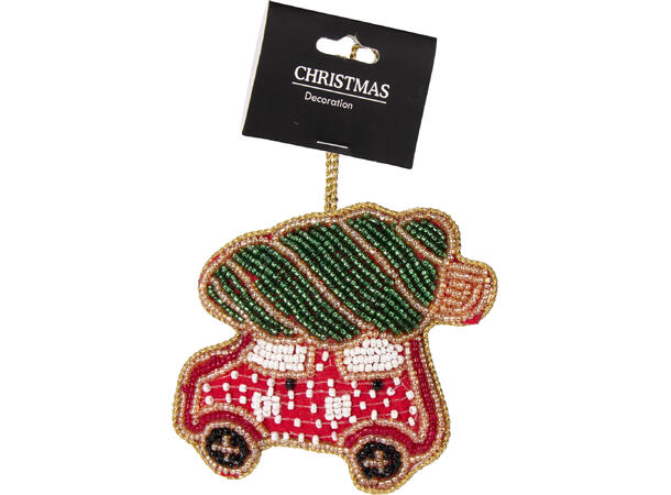 Perlebrodert juleoppheng rød/grønn Display 72stk 