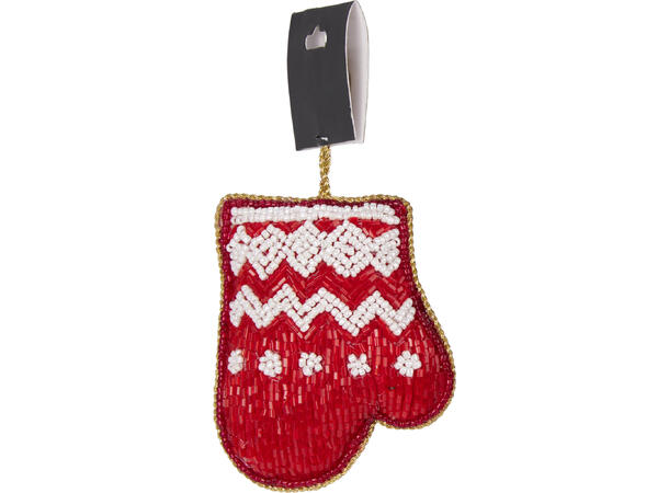 Perlebrodert juleoppheng rød/grønn Display 72stk 