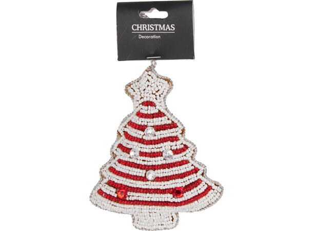 Perlebrodert juleoppheng rød/grønn Display 72stk 