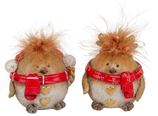 Pingvin brun m/rødt skjerf 6,5cm 2ass 