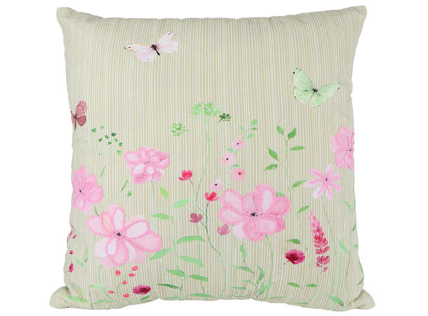 Pute m/fyll grønn/rosa 45x45cm 2ass 