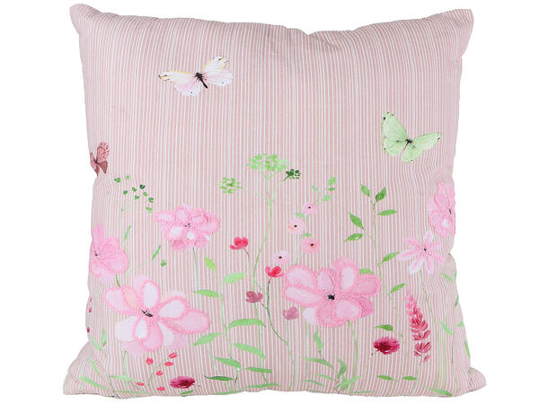 Pute m/fyll grønn/rosa 45x45cm 2ass 