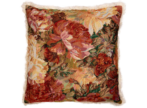 Putetrekk Jaquard blomst rød/rosa 45x45 40% bomull 60 % polyester 