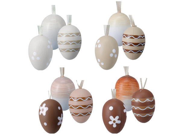 Påskeegg naturfarger m/stripe 4cm 10stk Display 15stk 