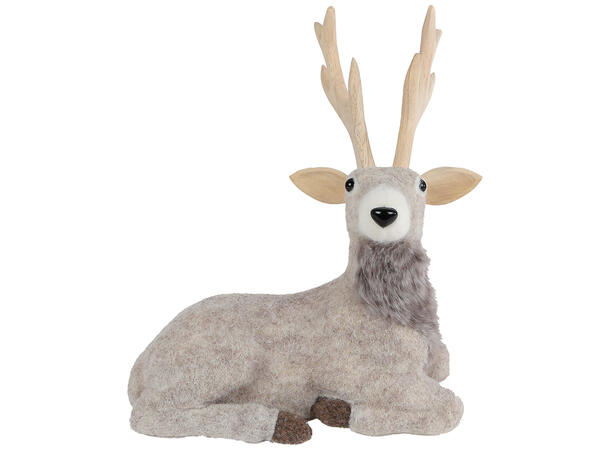 Reinsdyr liggende beige tekstil 25x29cm 