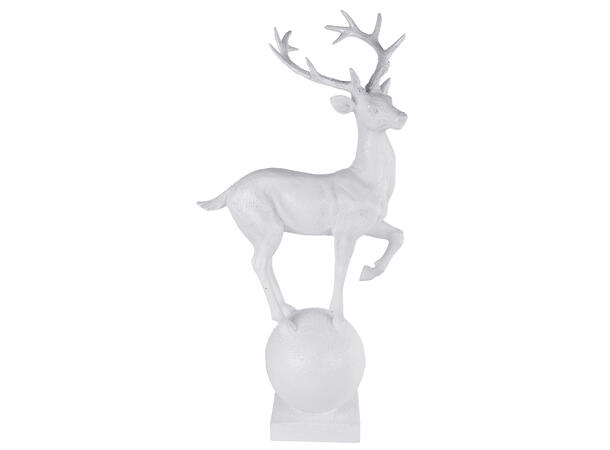 Reinsdyr på klode/kule  hvit 33x18x68cm Polyresin 