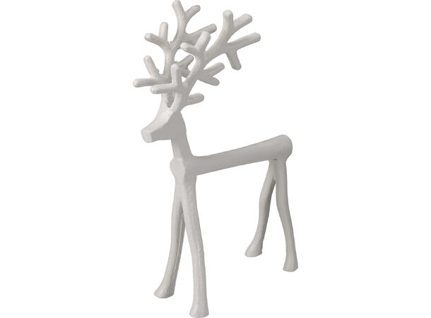 Reinsdyr stående aluminium hvit 26cm 