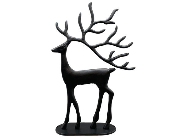 Reinsdyr stående sort metall 26x7,5x39cm 
